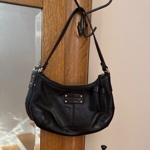 Kate Spade Black Leather Shoulder Bag with Tassels